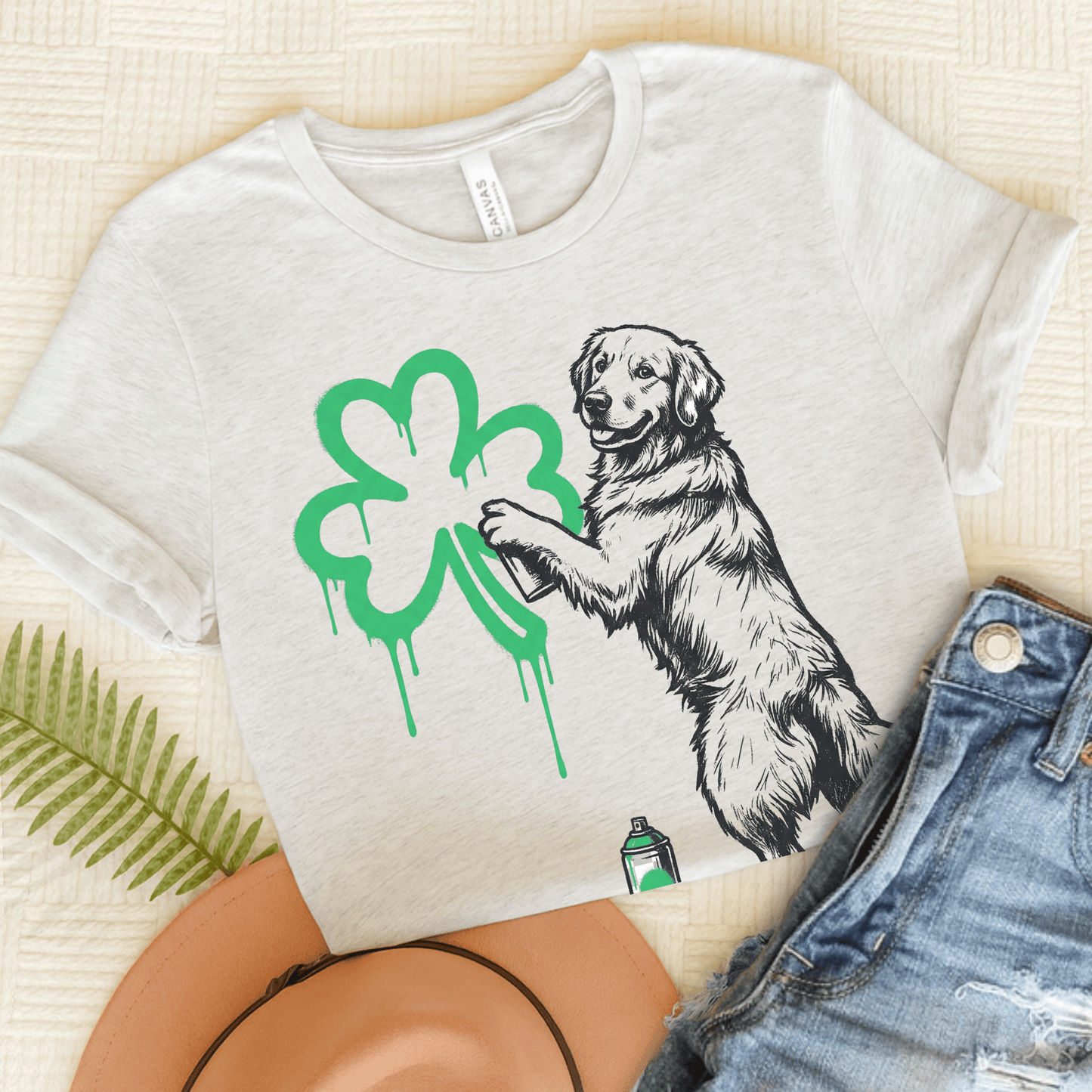 Golden Retriever Lucky Graffiti Unisex Tshirt Ash
