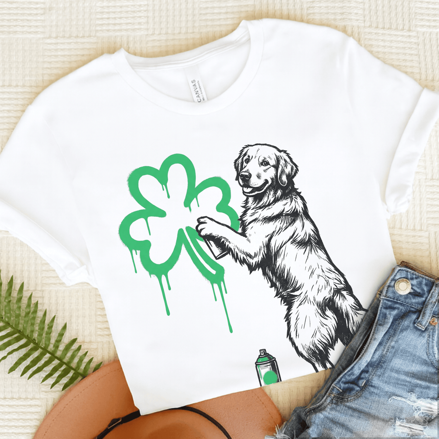 Golden Retriever Lucky Graffiti Unisex Tshirt White