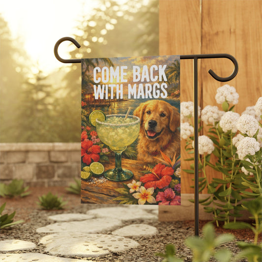 Golden Retriever Margarita Tropical Garden Flag
