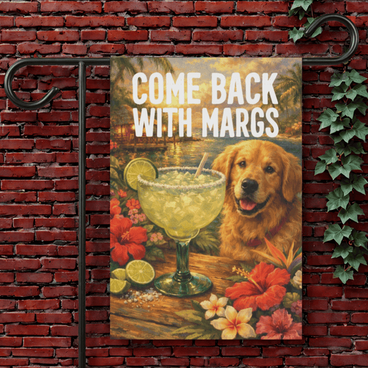 Golden Retriever Margarita Tropical Garden Flag 12'' × 18''