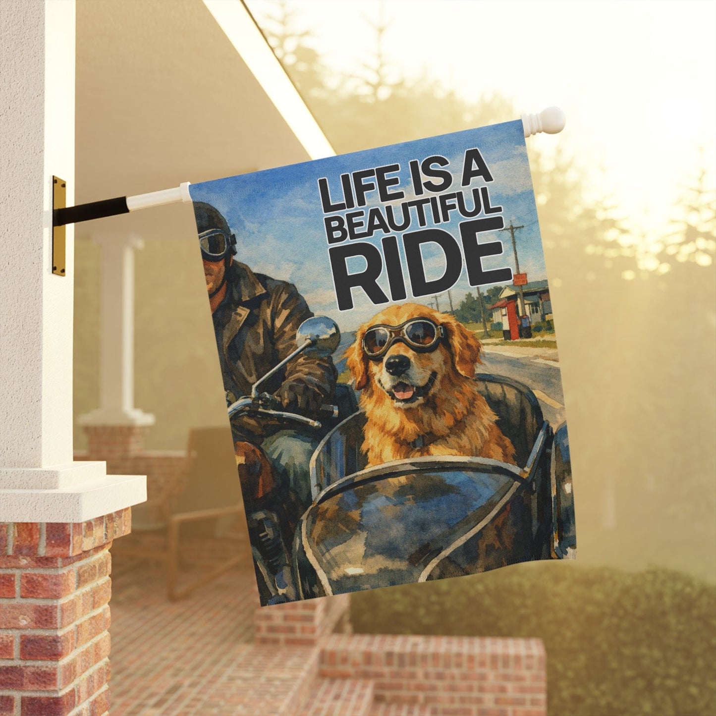 Golden Retriever Motorcycle Garden Garden Flag