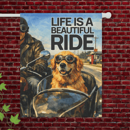 Golden Retriever Motorcycle Garden Garden Flag 24.5'' × 32''