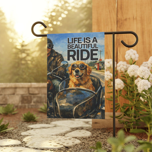 Golden Retriever Motorcycle Garden Garden Flag
