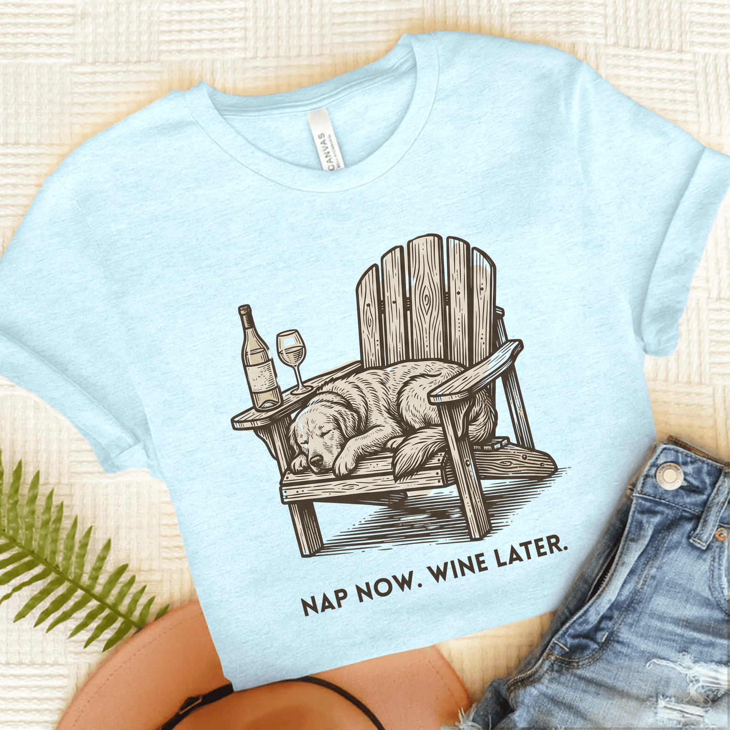 Golden Retriever Nap Wine Drinker Unisex TShirt Heather Ice Blue