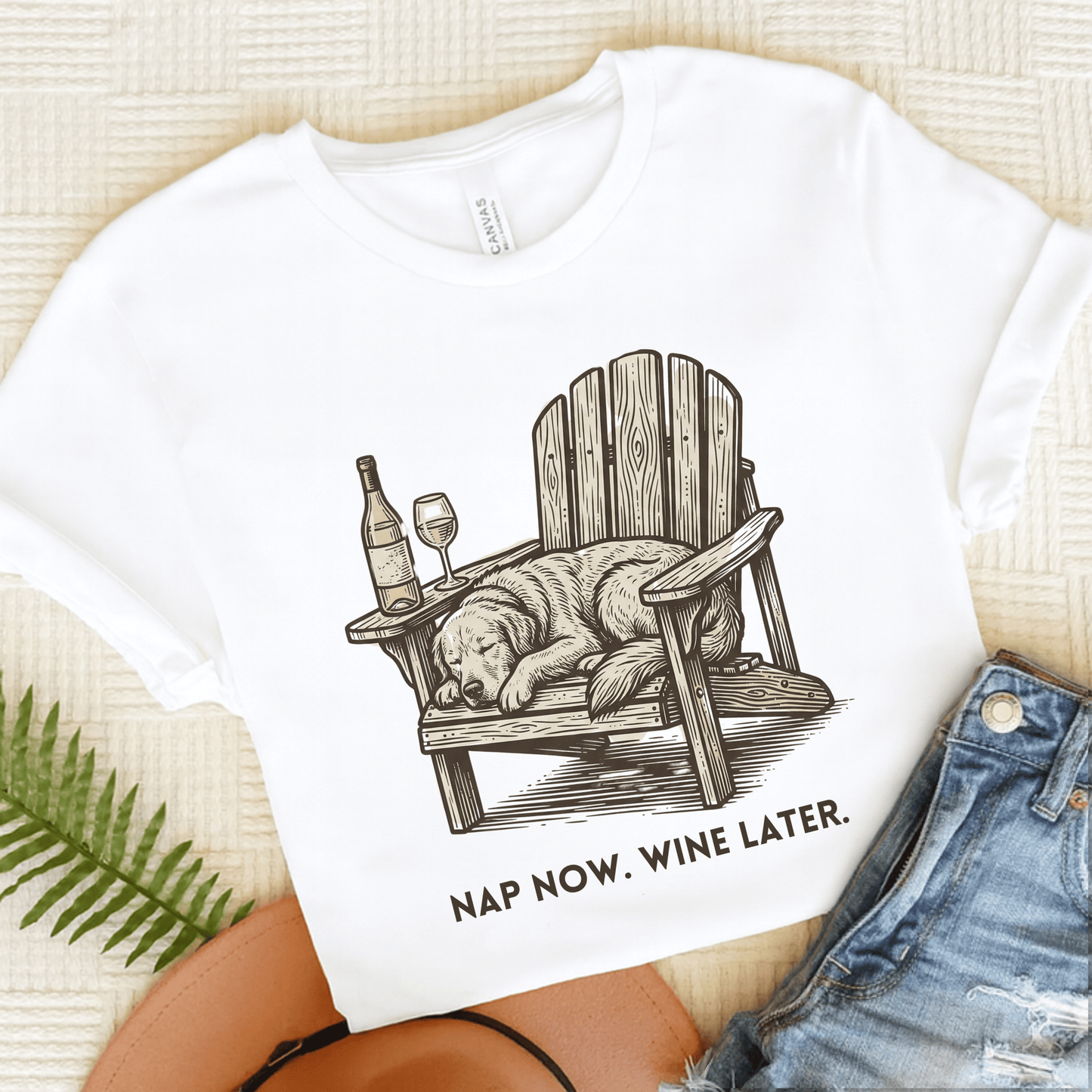 Golden Retriever Nap Wine Drinker Unisex TShirt White