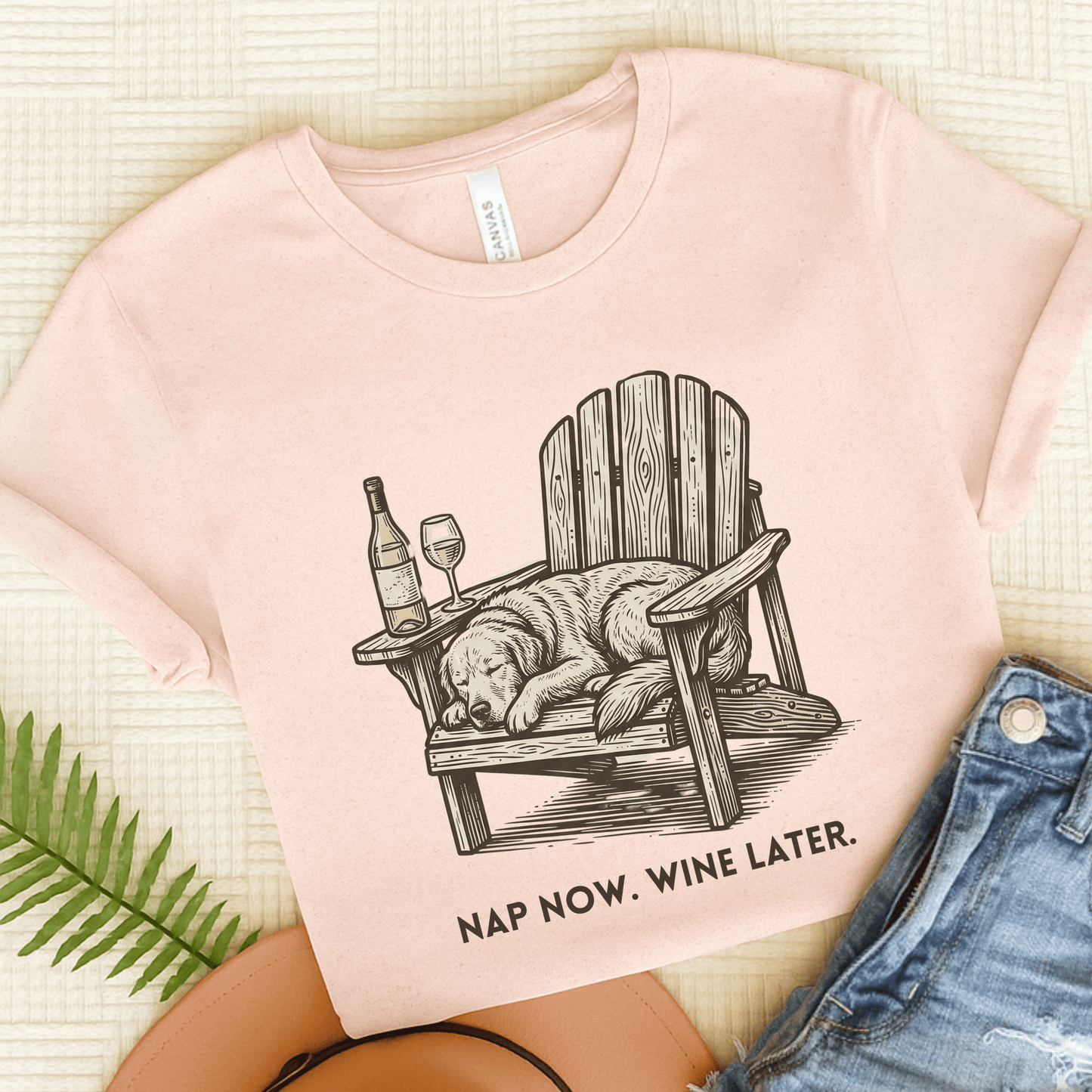 Golden Retriever Nap Wine Drinker Unisex TShirt Soft Pink