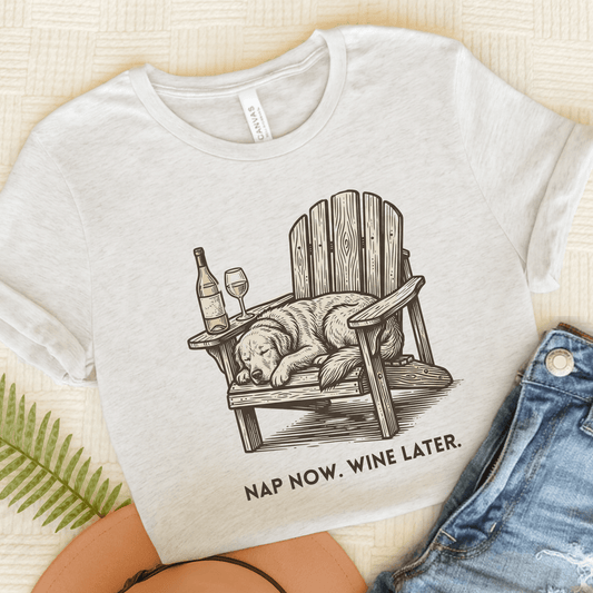 Golden Retriever Nap Wine Drinker Unisex TShirt Ash