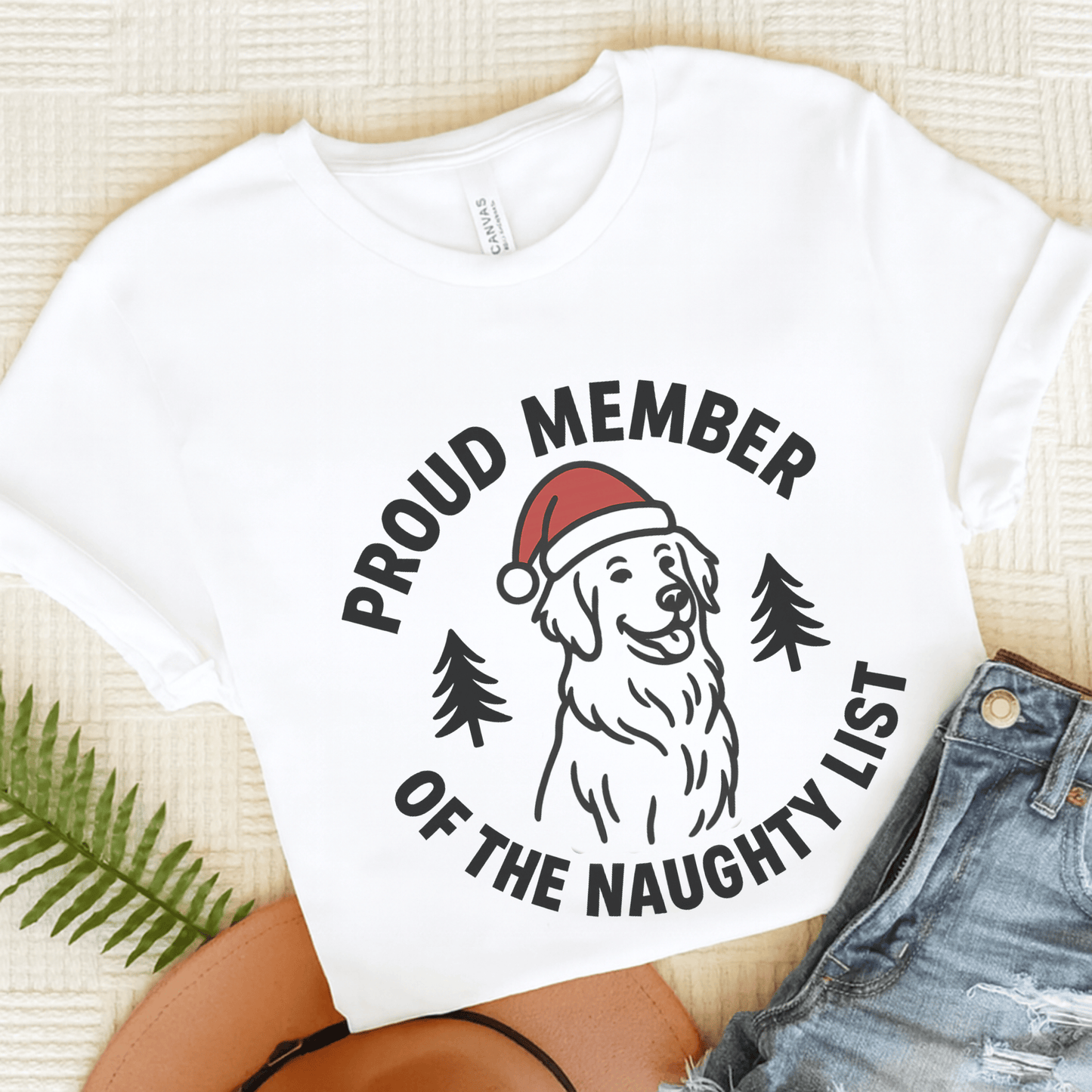 Golden Retriever Naughty List Unisex TShirt White