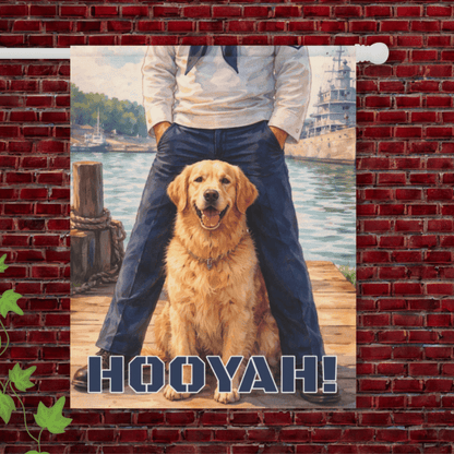 Golden Retriever Naval Nautical Military Sailor Garden Flag 24.5'' × 32''