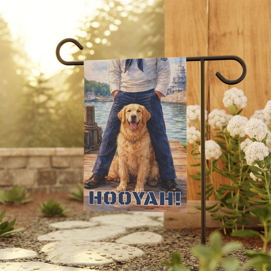 Golden Retriever Naval Nautical Military Sailor Garden Flag