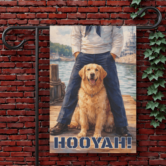Golden Retriever Naval Nautical Military Sailor Garden Flag 12'' × 18''