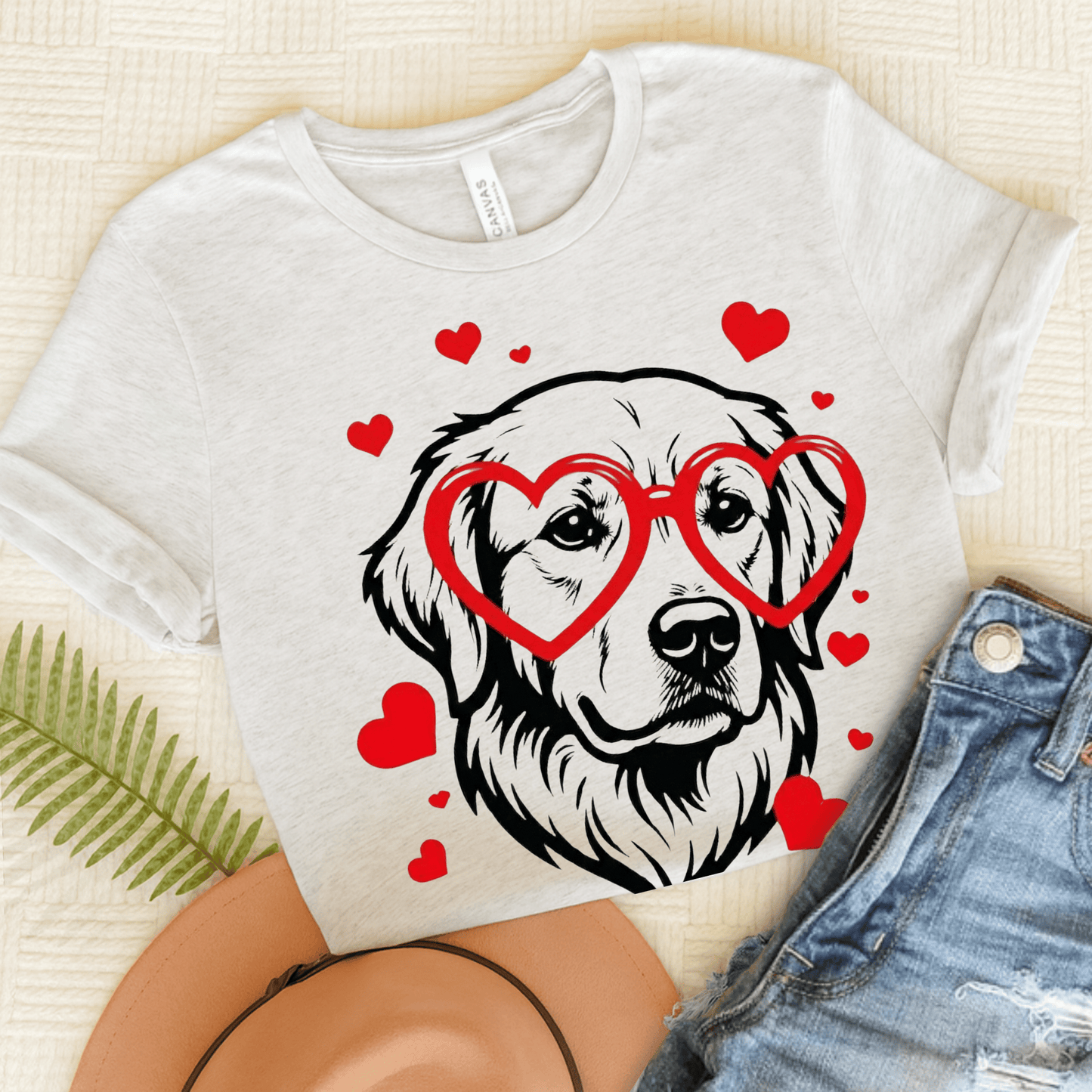 Golden Retriever Nerdy Valentine Unisex Tshirt Ash