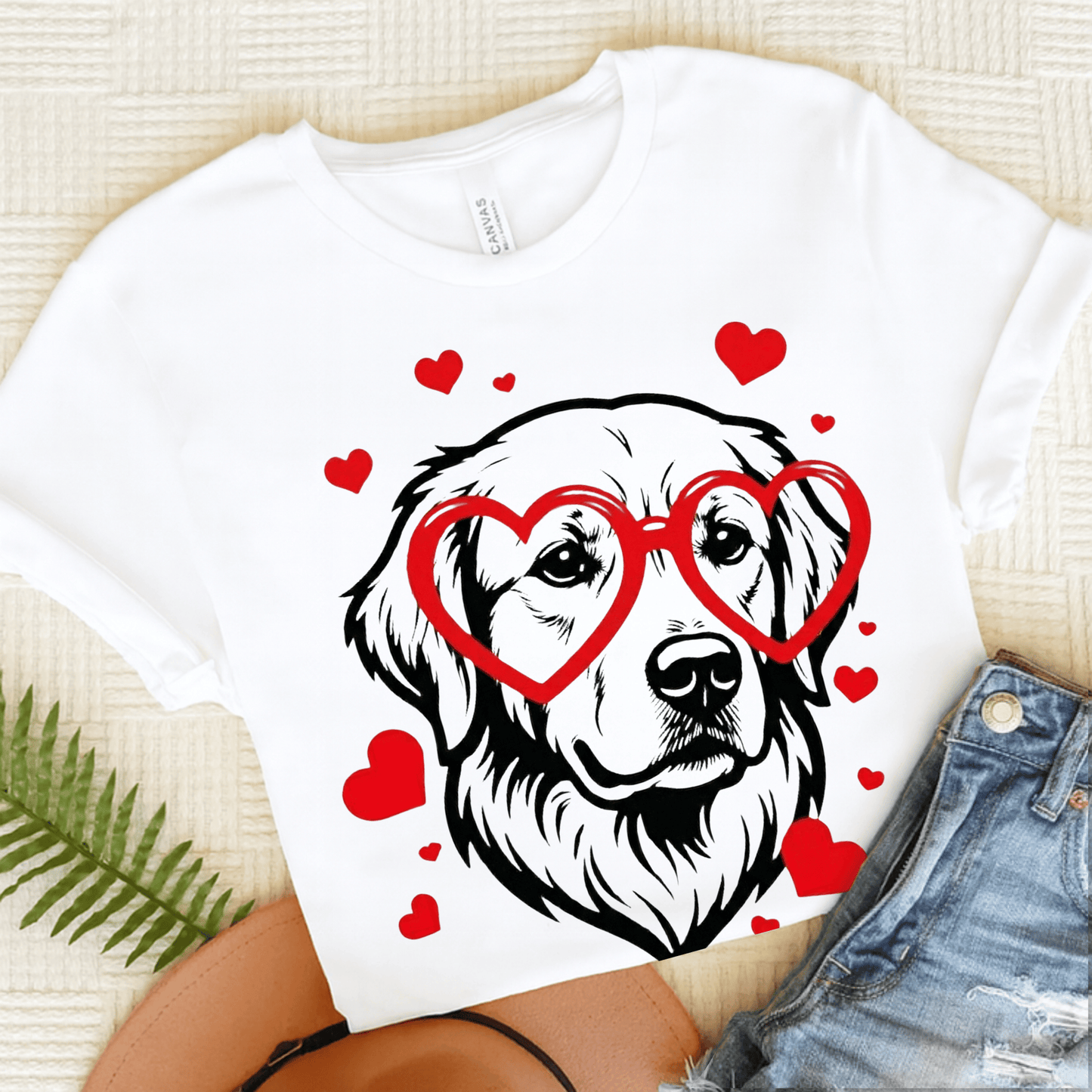 Golden Retriever Nerdy Valentine Unisex Tshirt White
