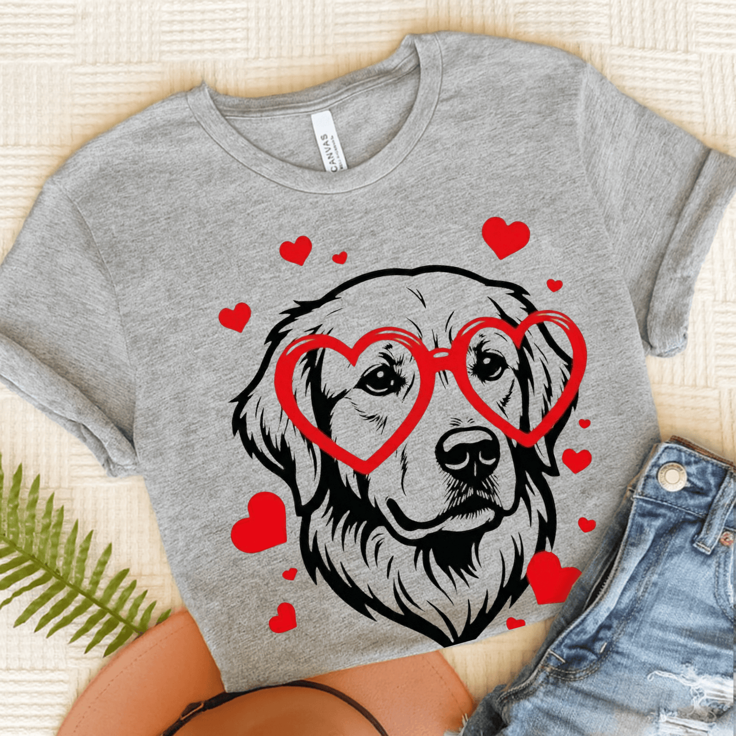 Golden Retriever Nerdy Valentine Unisex Tshirt Athletic Heather