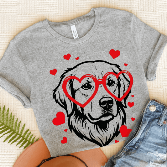 Golden Retriever Nerdy Valentine Unisex Tshirt Athletic Heather