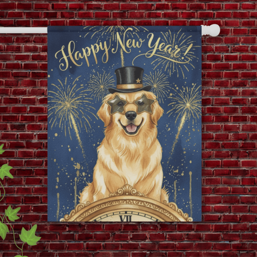 Golden Retriever New Year Garden Flag 24.5'' × 32''