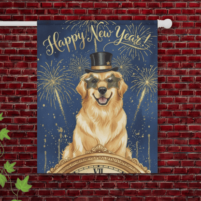 Golden Retriever New Year Garden Flag 24.5'' × 32''
