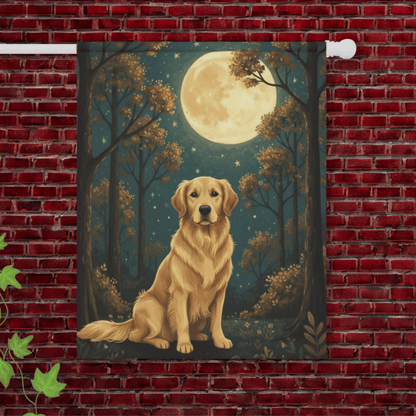 Golden Retriever Nighttime Garden Yard Flag 24.5'' × 32''