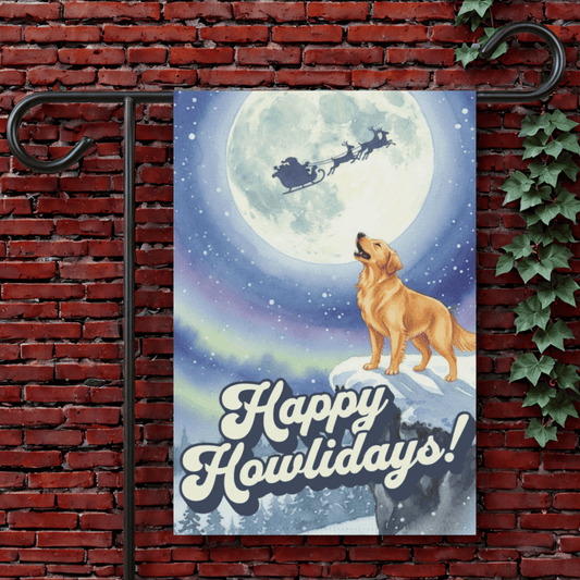 Golden Retriever Nighttime Howlidays Garden Yard Flag 12'' × 18''