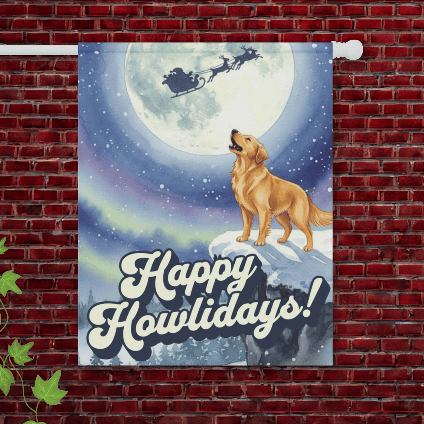 Golden Retriever Nighttime Howlidays Garden Yard Flag 24.5'' × 32''
