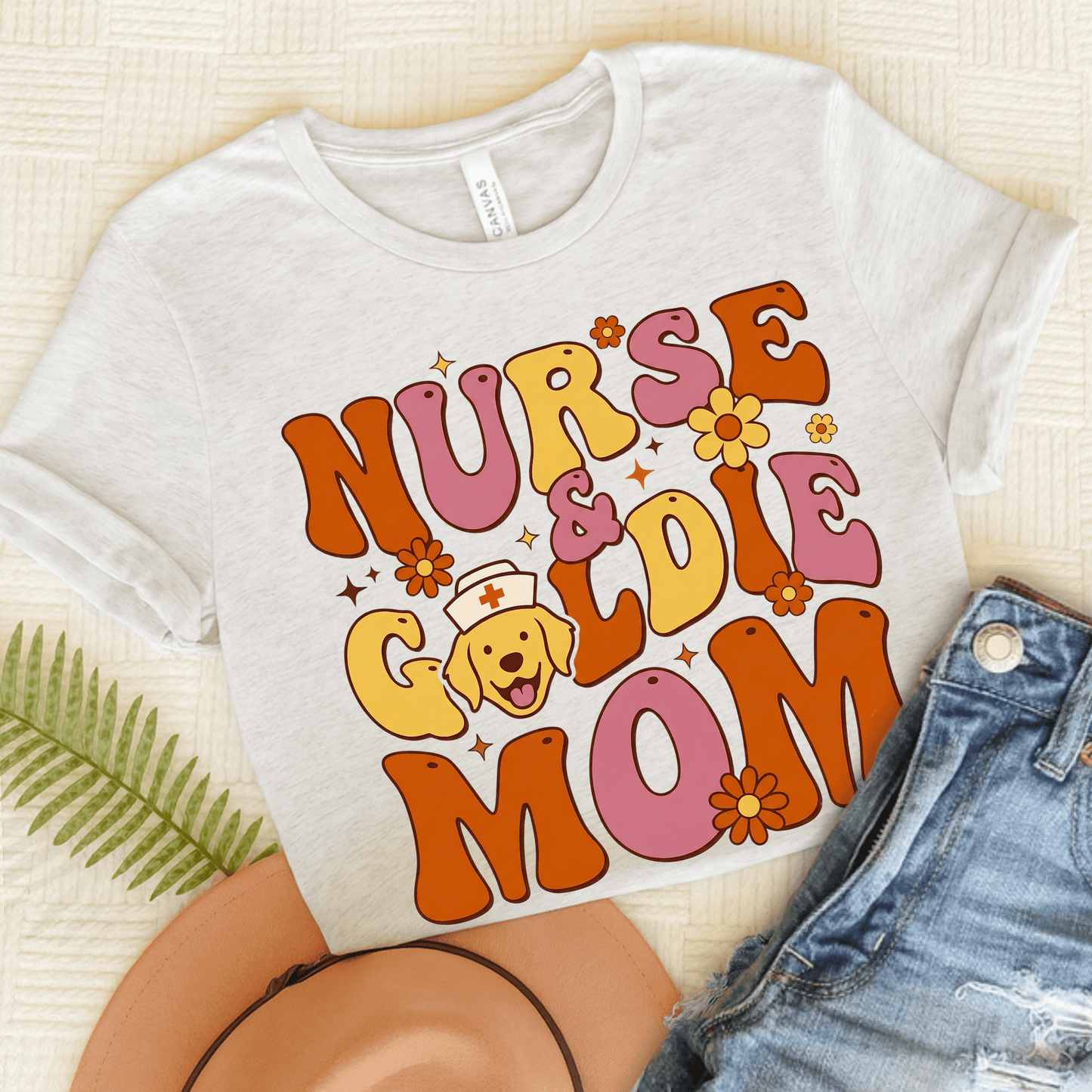 Golden Retriever Nurse and Mom Unisex Tshirt Ash
