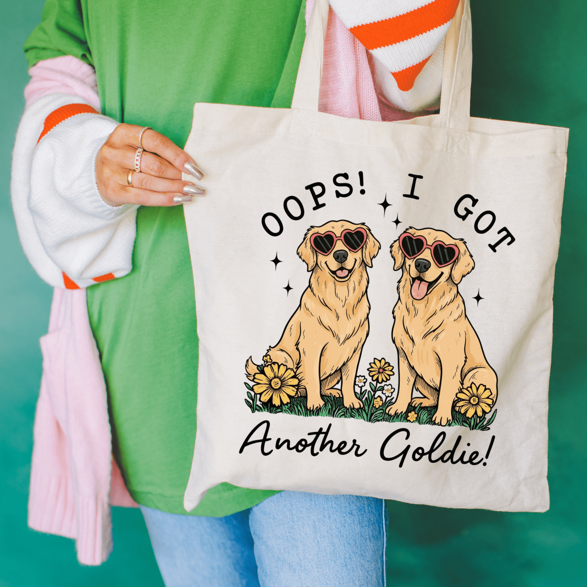 Golden Retriever Oops Tote Bag Natural 15" x 16"