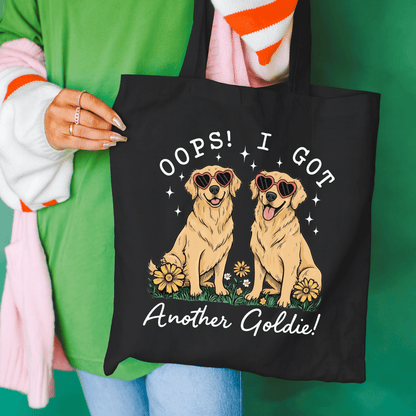 Golden Retriever Oops Tote Bag Black 15" x 16"