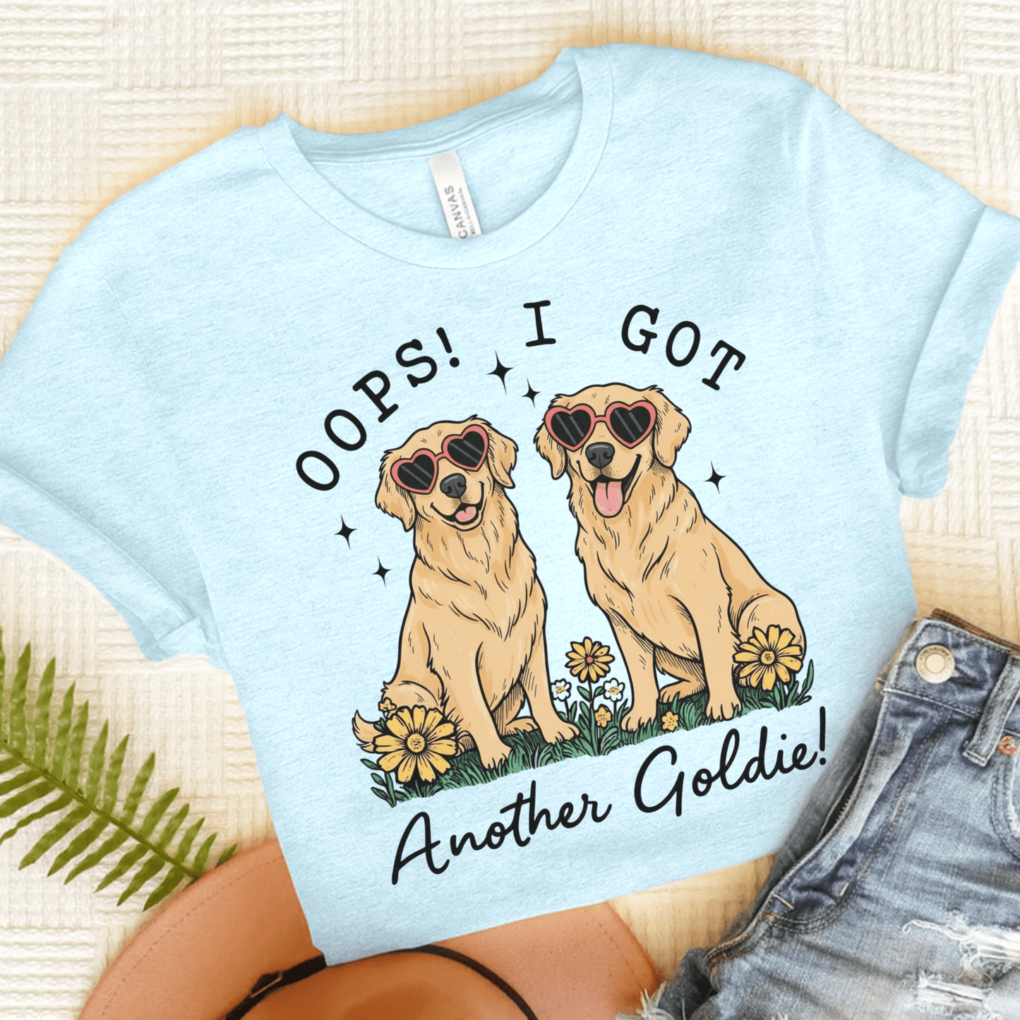 Golden Retriever Oops TShirt Heather Ice Blue