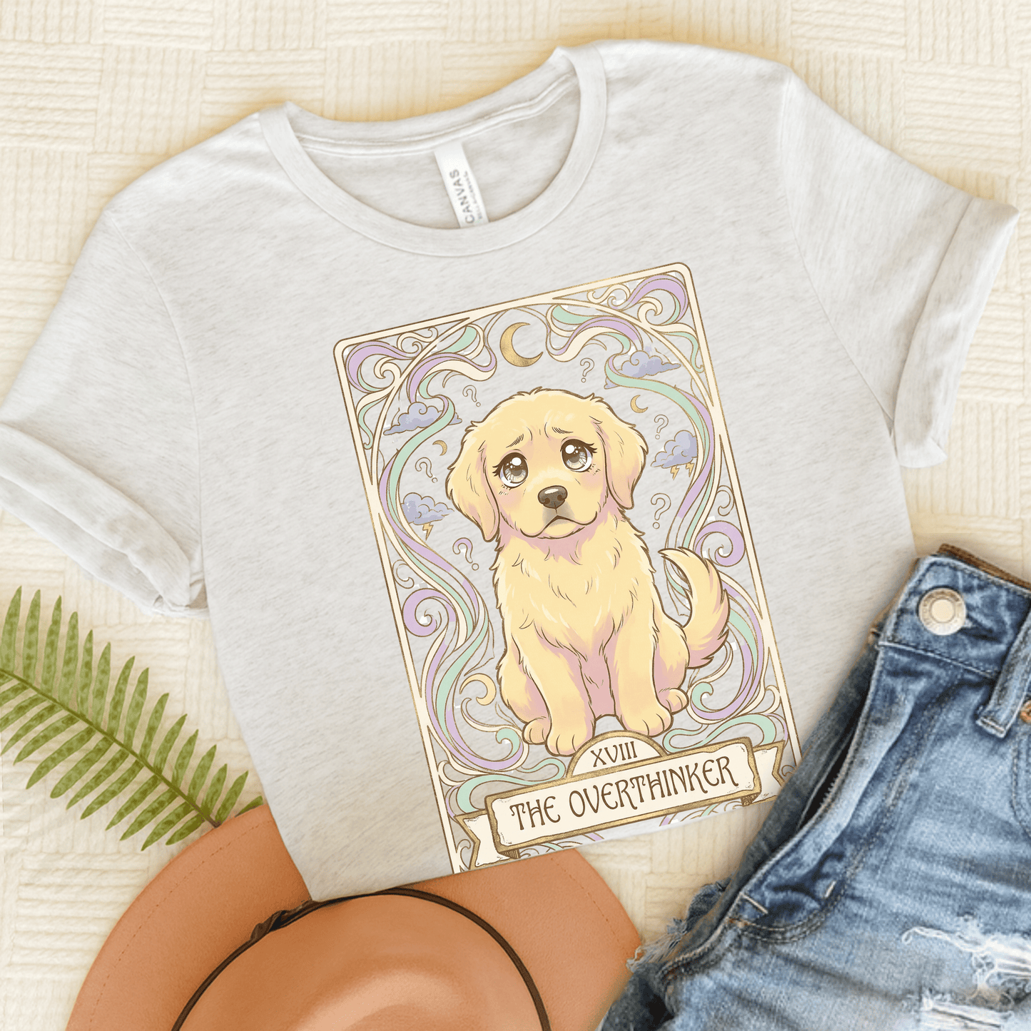 Golden Retriever Pastel Overthinker Unisex Tshirt Ash