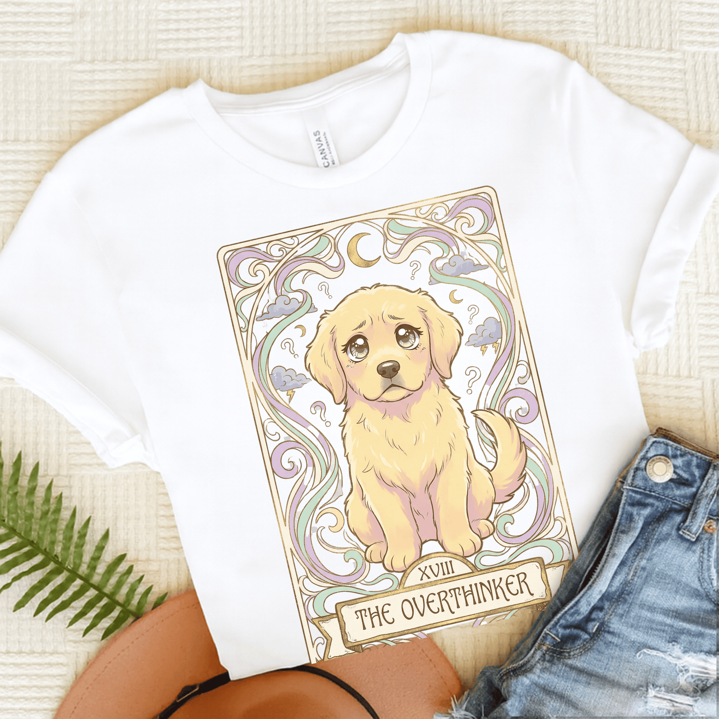 Golden Retriever Pastel Overthinker Unisex Tshirt White