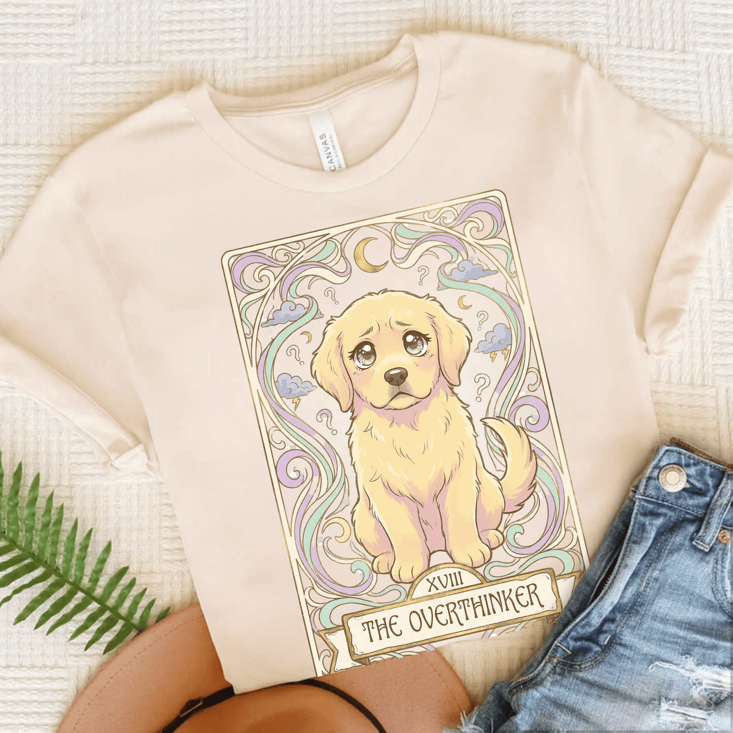 Golden Retriever Pastel Overthinker Unisex Tshirt Natural