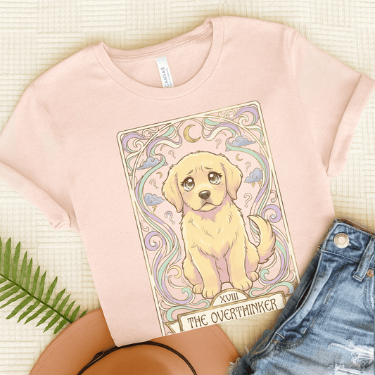 Golden Retriever Pastel Overthinker Unisex Tshirt Soft Pink