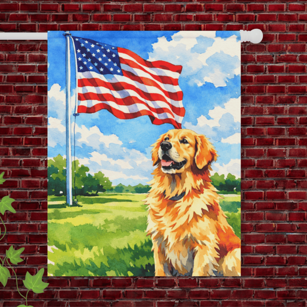 Golden Retriever Patriotic American Garden Flag 24.5'' × 32''