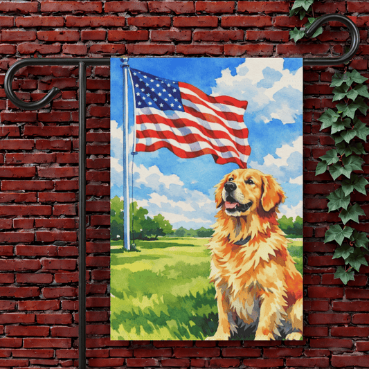 Golden Retriever Patriotic American Garden Flag 12'' × 18''