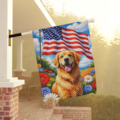 Golden Retriever Patriotic USA Garden Flag