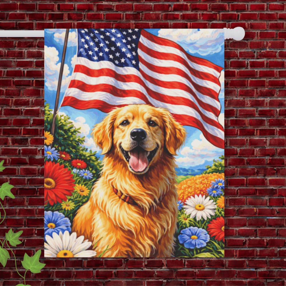 Golden Retriever Patriotic USA Garden Flag 24.5'' × 32''