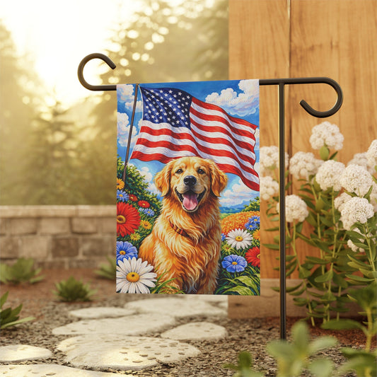 Golden Retriever Patriotic USA Garden Flag