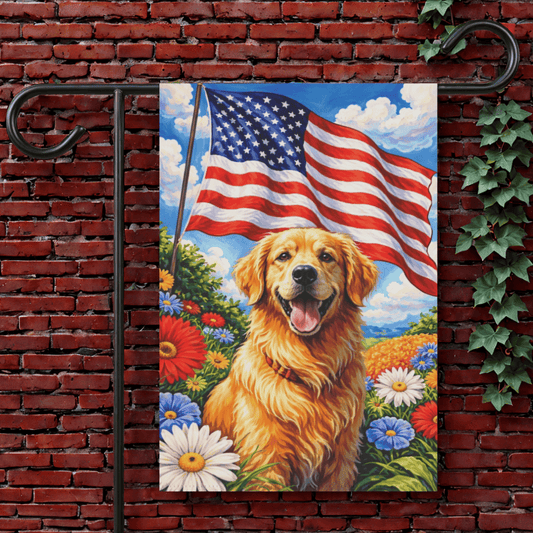Golden Retriever Patriotic USA Garden Flag 12'' × 18''