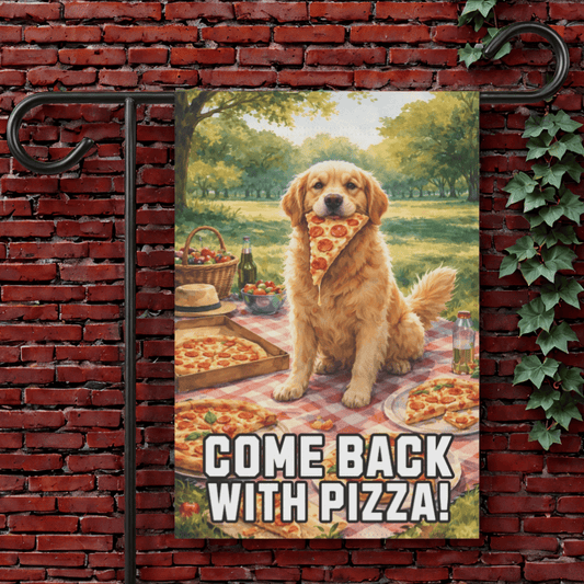 Golden Retriever Pizza Lover Foodie Garden Flag 12'' × 18''