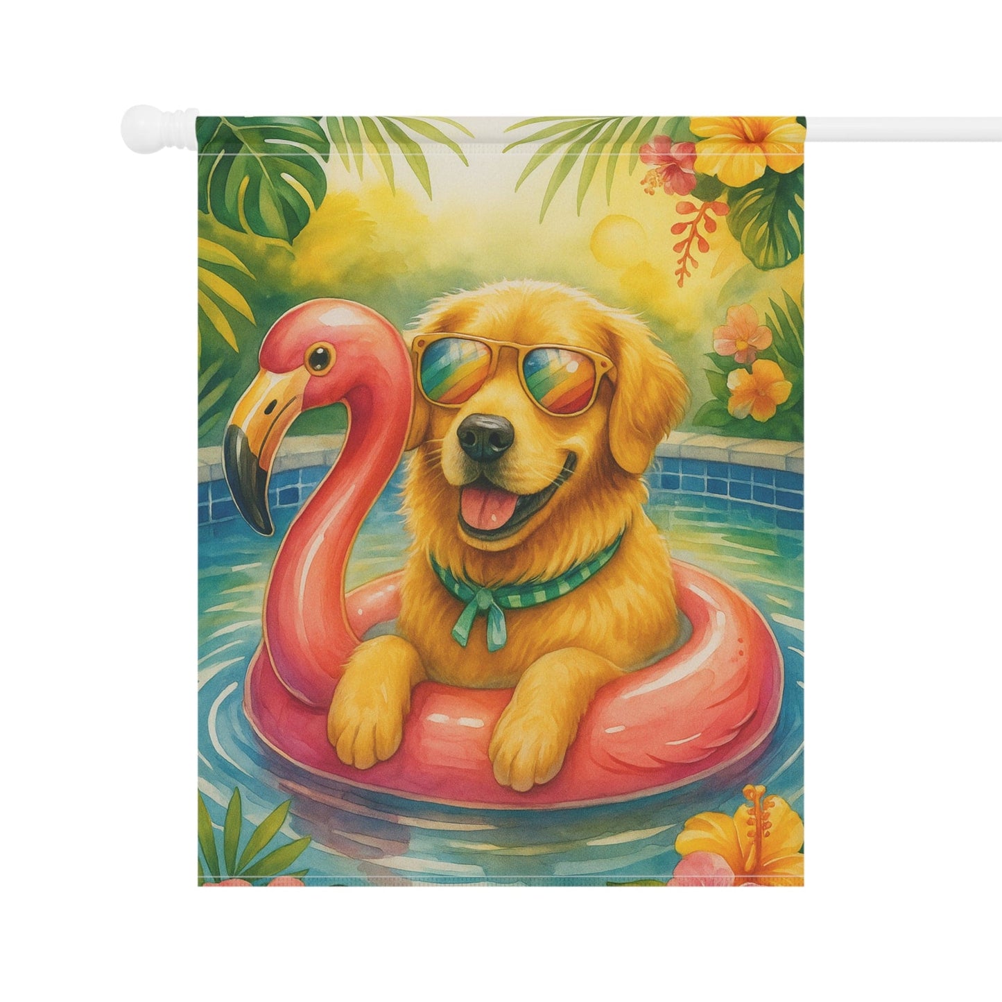 Golden Retriever Pool Garden Flag
