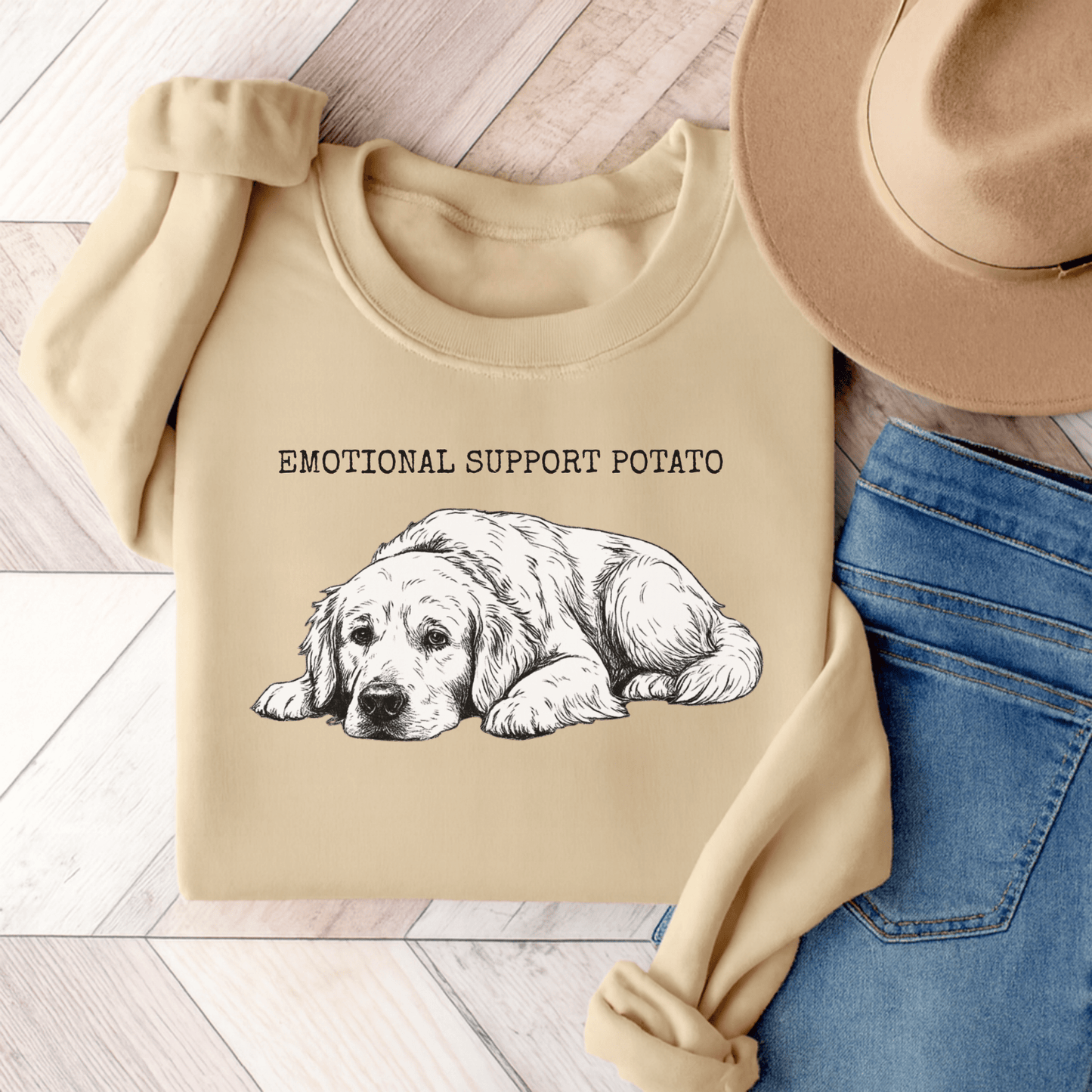 Golden Retriever Potato Sweatshirt Sand