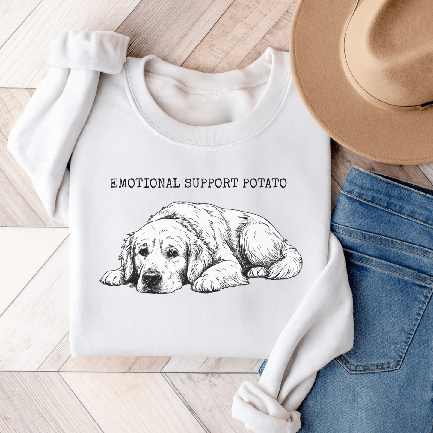Golden Retriever Potato Sweatshirt White