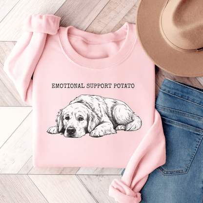 Golden Retriever Potato Sweatshirt Light Pink