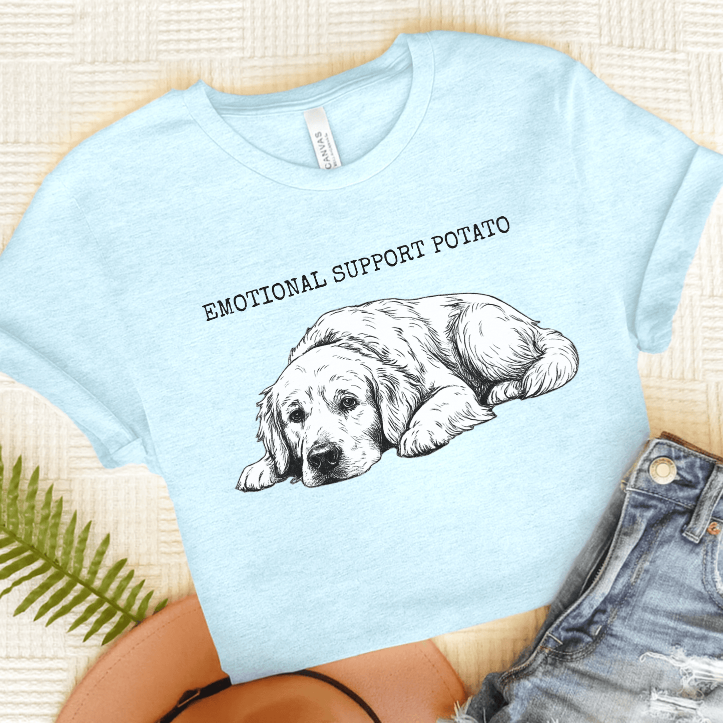 Golden Retriever Potato Unisex TShirt Heather Ice Blue