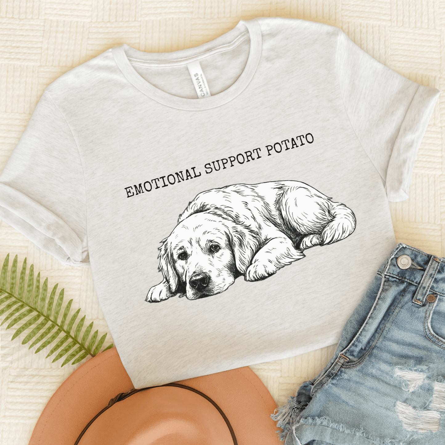 Golden Retriever Potato Unisex TShirt Ash
