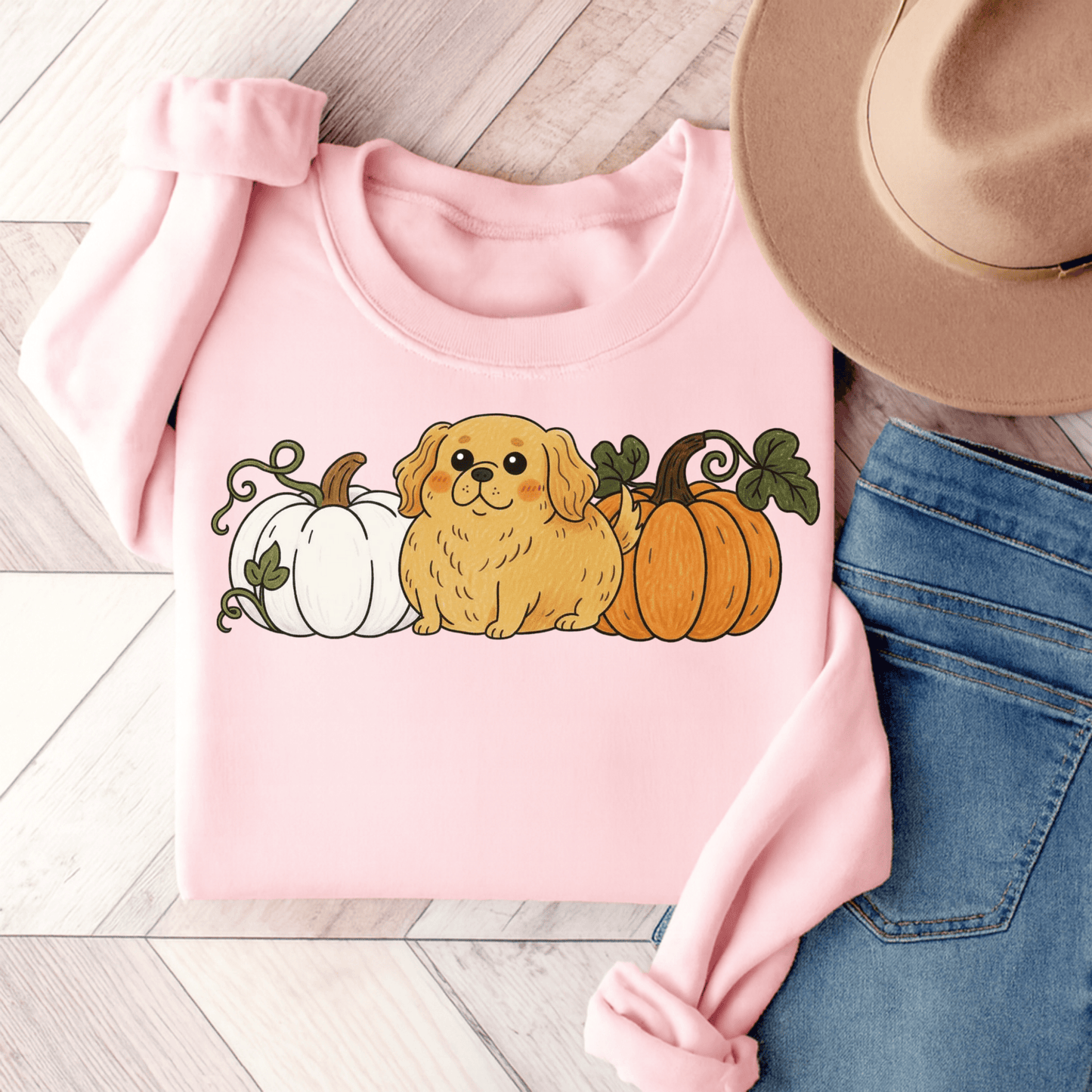 Golden Retriever Pupkin Unisex Sweatshirt Light Pink