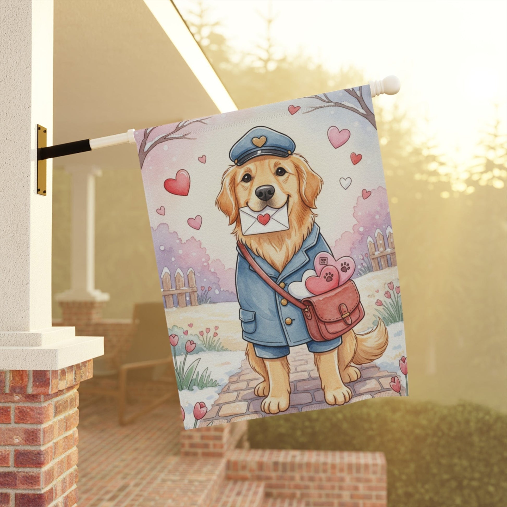 Golden Retriever Puppy Postman Garden Yard Flag