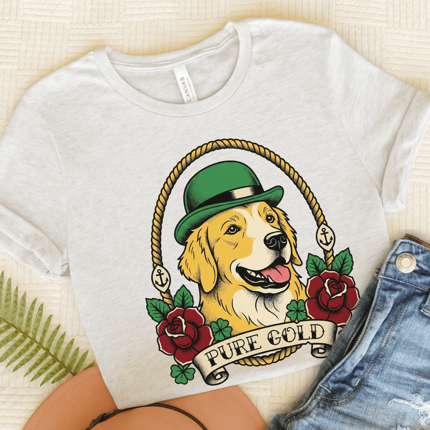Golden Retriever Pure Gold St Patricks Day Unisex TShirt Ash