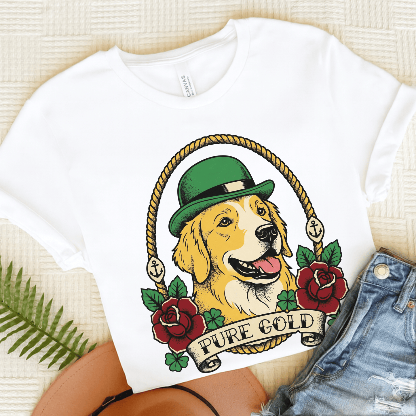 Golden Retriever Pure Gold St Patricks Day Unisex TShirt White