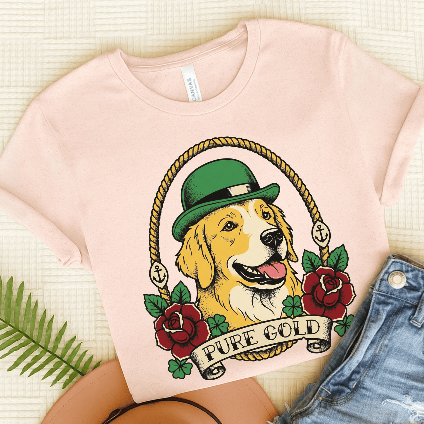 Golden Retriever Pure Gold St Patricks Day Unisex TShirt Soft Pink